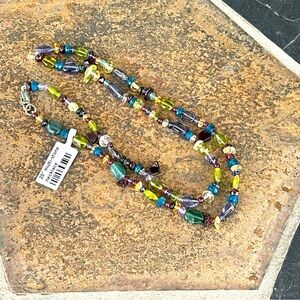 One of a kind 20” Multicolor Beaded Necklace with Sterling silver clasp NWT